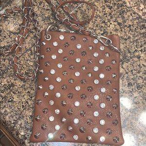 rhinestone purse , new condition , brown